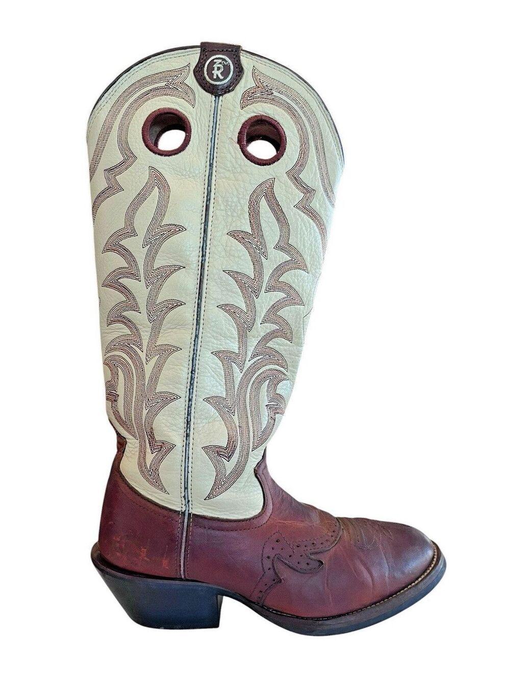 Tony Lama Boots Cowboy Mens Sz 9D 3R Collection Tall Western Ivory and brown
